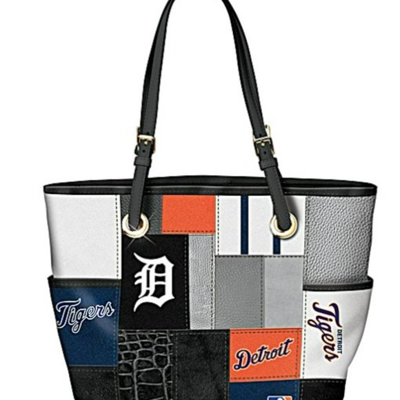 Detroit Tigers Patchwork Tote Bag With Team Logos Like New - Picture 3 of 9